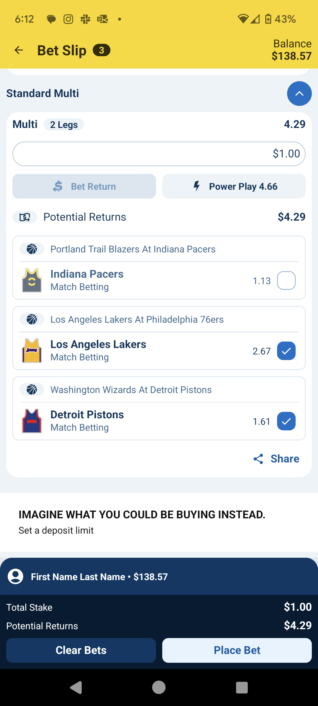 Sports Multi Toggle 2 Select.